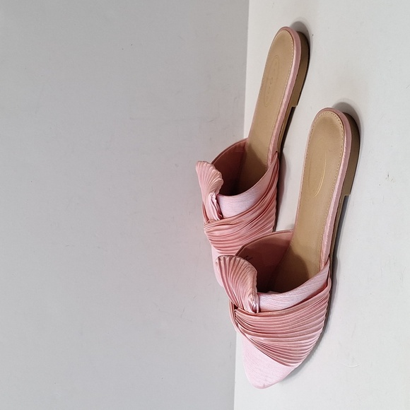 Scoop NYC Pink Coquette Romantic Crinkle Satin Pointed Toe Slip On Mules Size 11 - Picture 5 of 11